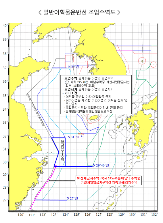 일반어획물운반선 조업수역도
