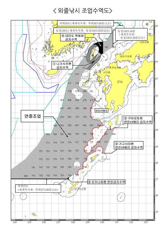 외줄낚시 조업수역도