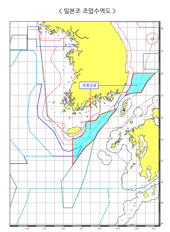 일본조 조업수역도